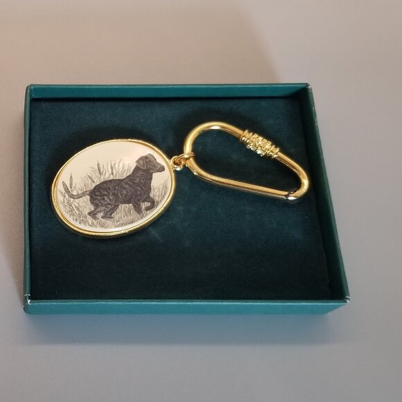 Beautiful vintage Barlow scrimshaw Labrador Retriever keychain - Picture 1 of 8